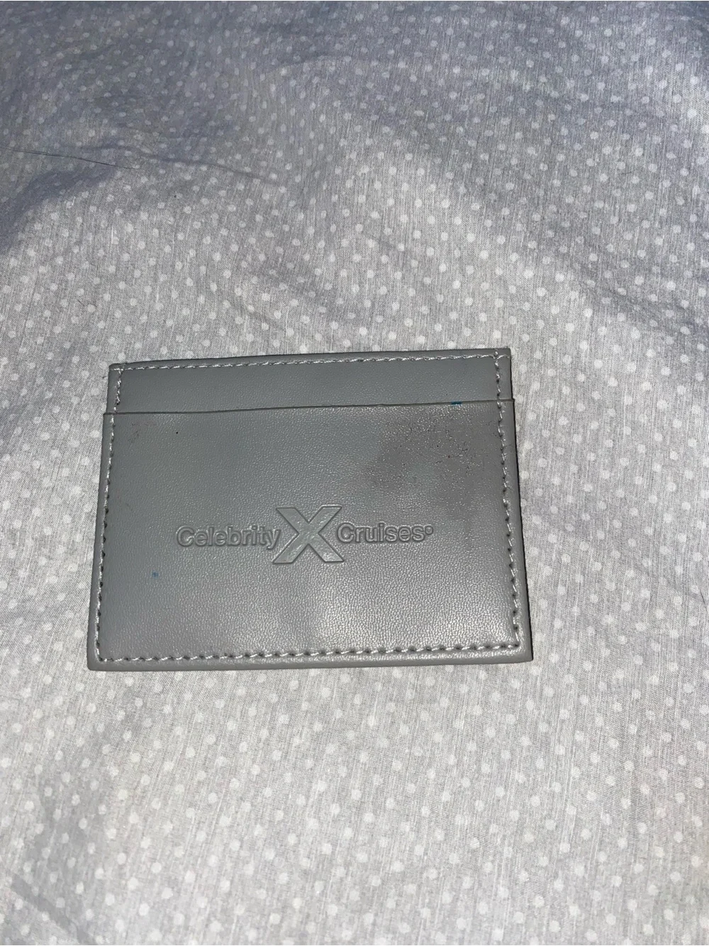 Celebritity cruises brand light grey leatherette card holder